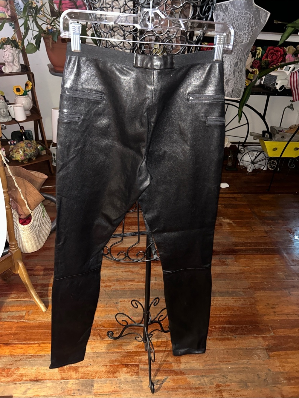 Helmut Lang Black Faux Leather Tapered Pants
